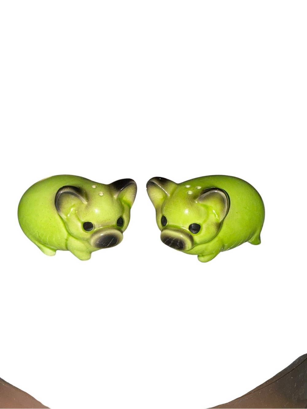 Vintage green pig salt and pepper shakers